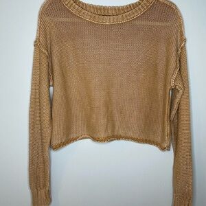 American Eagle Tan Cropped Knit Sweater Size Small‎